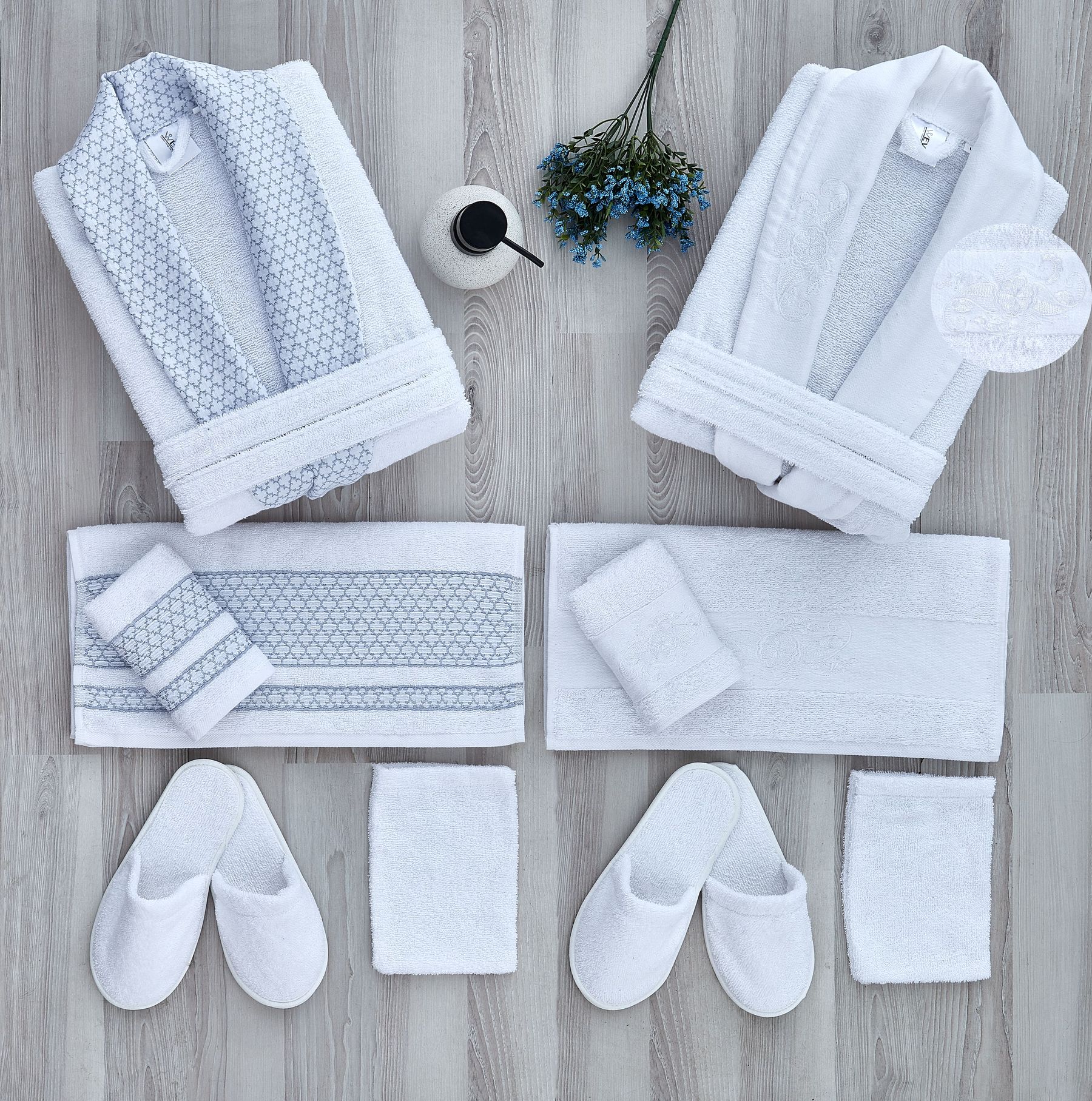 طقم ارواب 12 قطعة - أبيض وأبيض