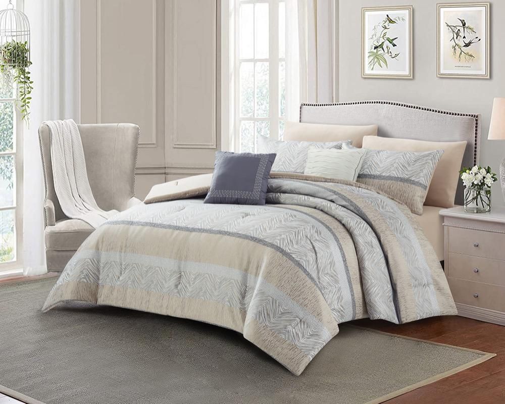 طقم لحاف مجوز 8 قطع - Casecade Tan