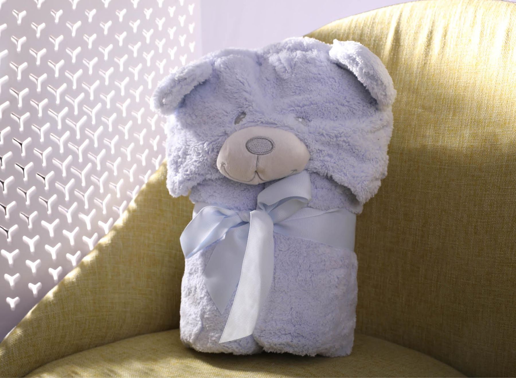 منشفة أطفال مع طاقية أزرق - Bear Blue