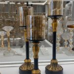 طقم شمعدان أسود مذهب