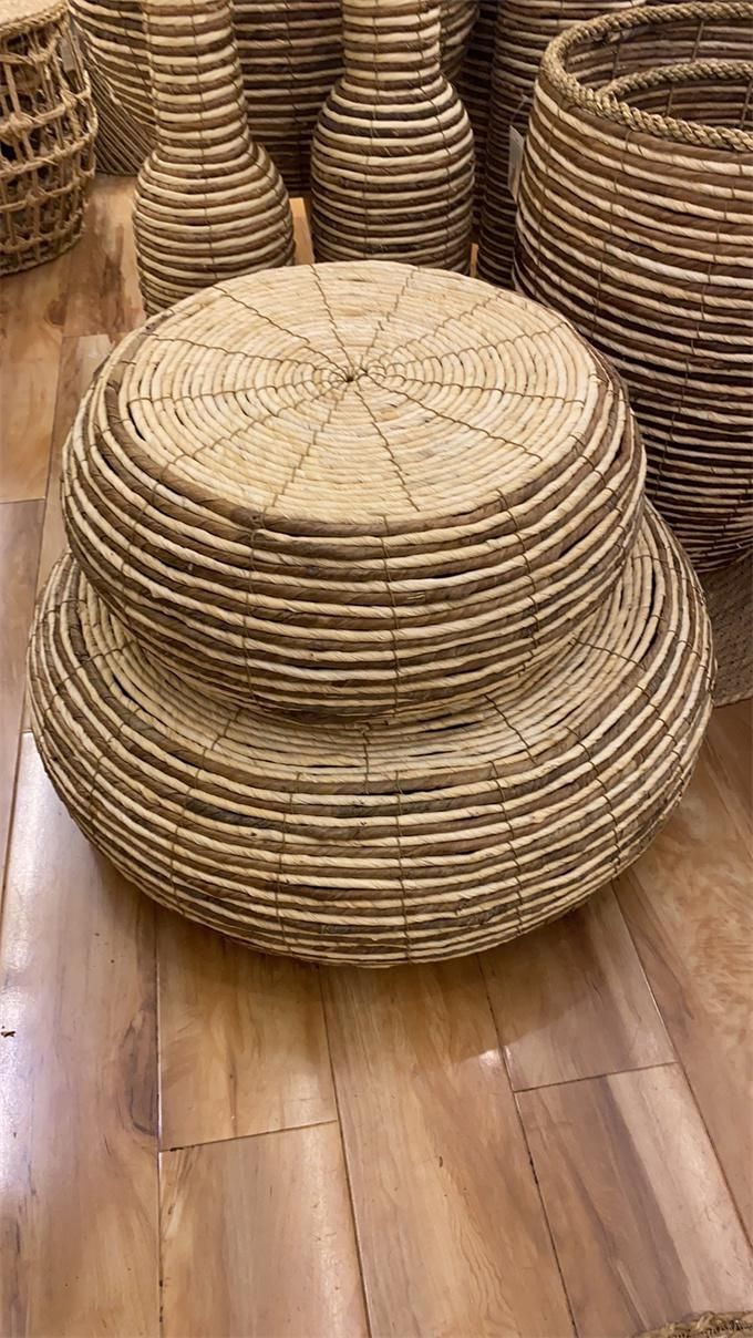 طقم سلات قش 2 قطعة عريض