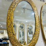 مرآة هندي بيضاوي مع اطار نحاسي