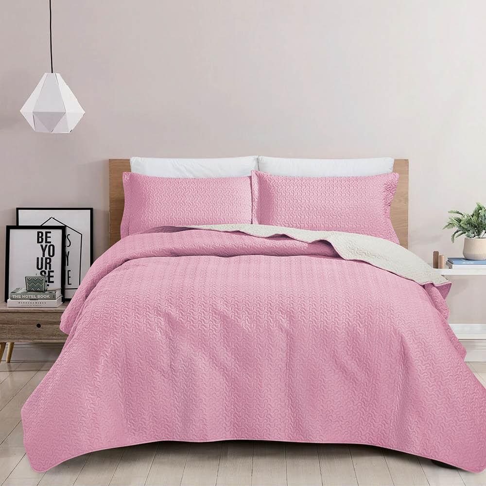 طقم شراشف مجوز - Sama Pink & Beige