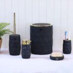 طقم اكسسوار حمام - Luminous Black & Gold