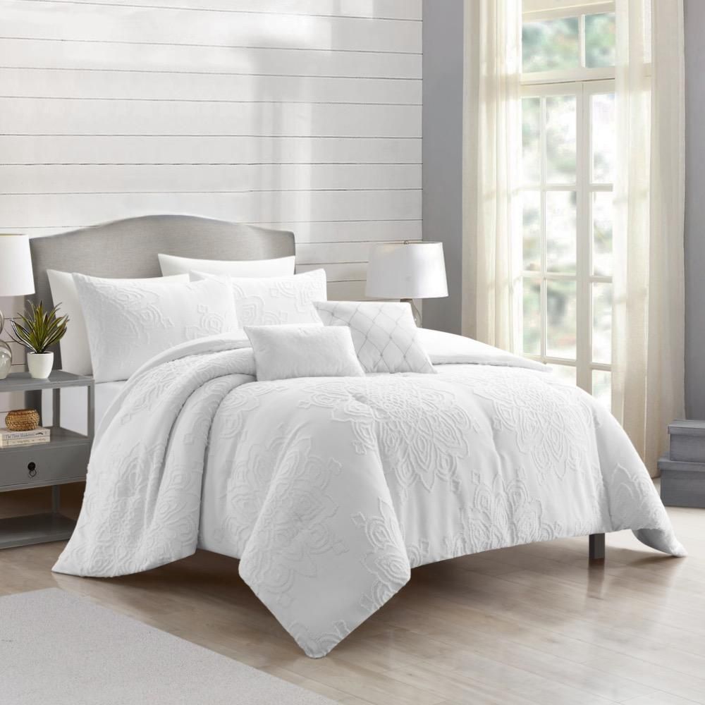 طقم اللحاف كينج 8 قطع أبيض - Demion