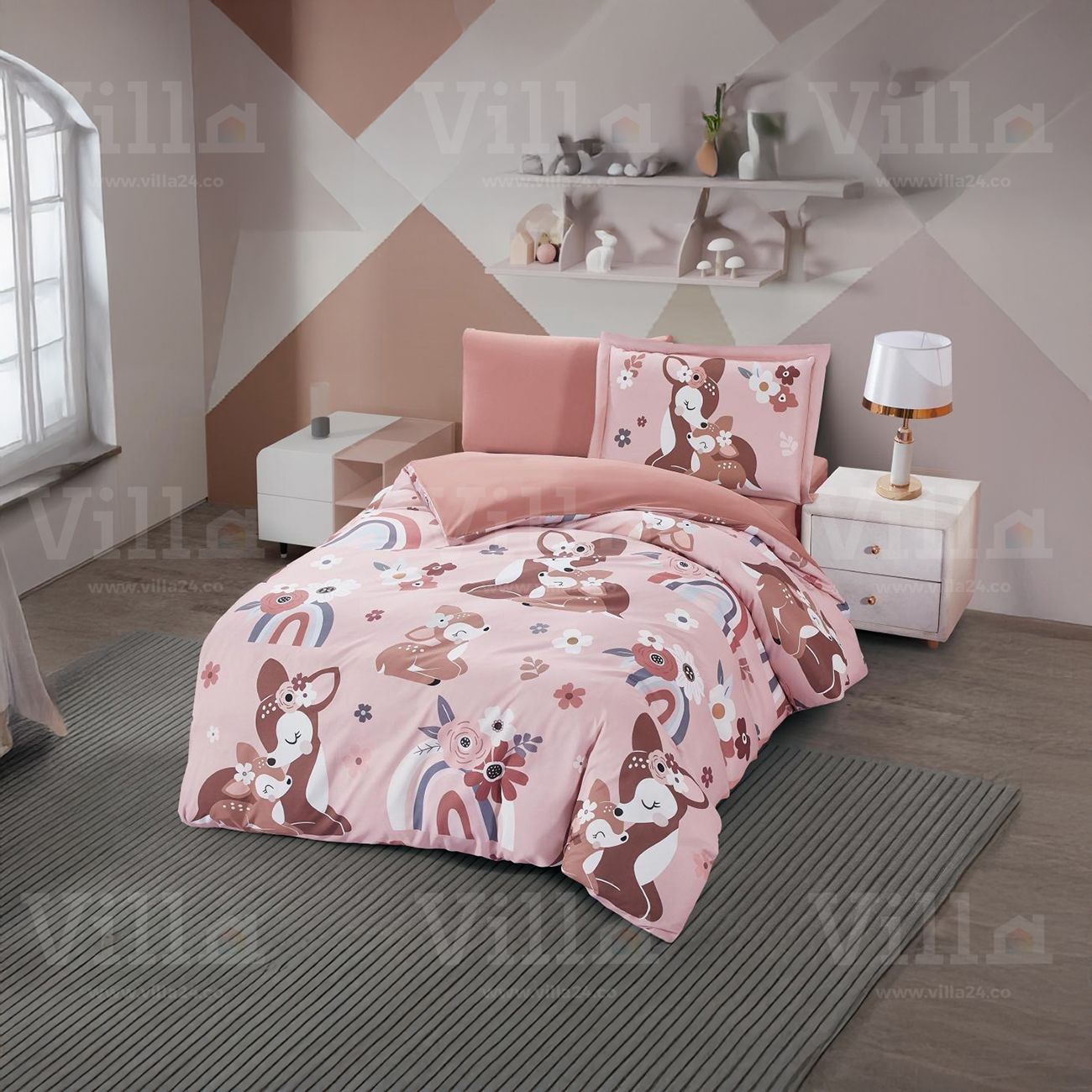 طقم لحاف مفرد ونص 4 قطع Pink - Loly Toy