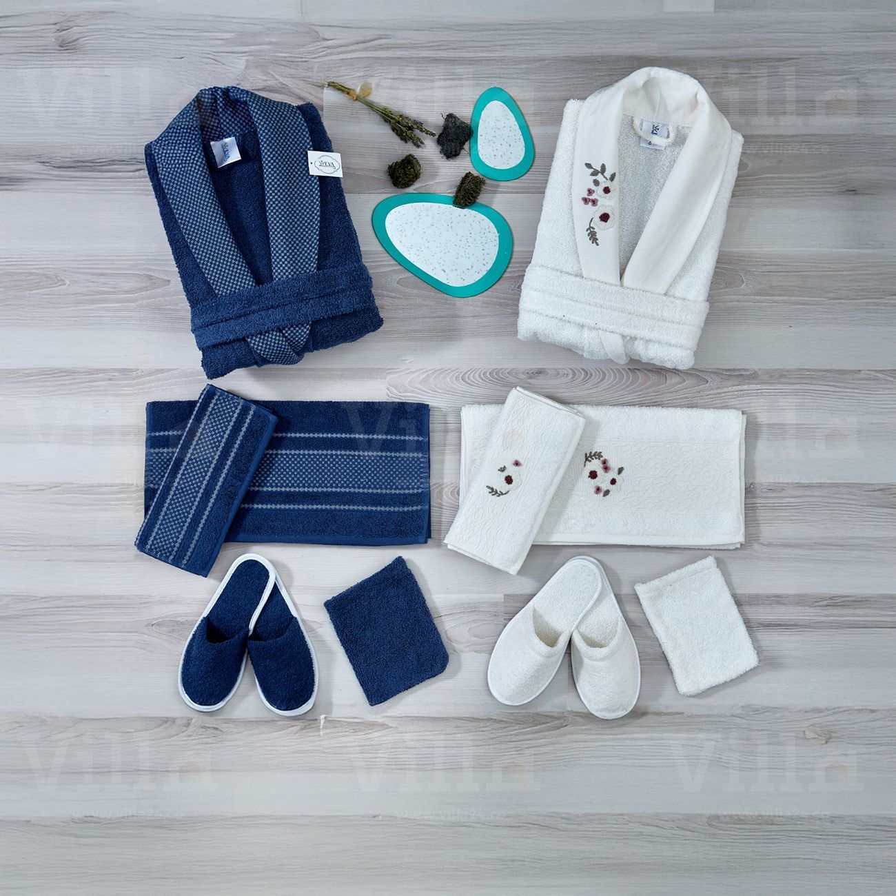 طقم ارواب 12 قطعة - كحلي وكريم