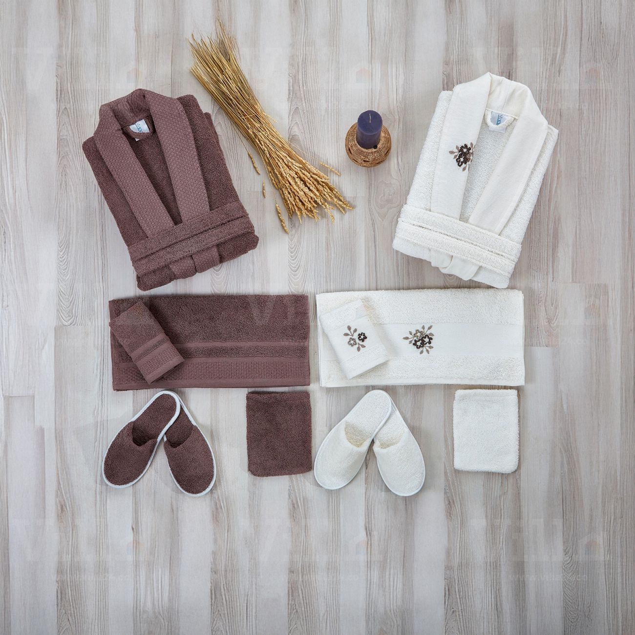 طقم ارواب 12 قطعة - بني وكريم