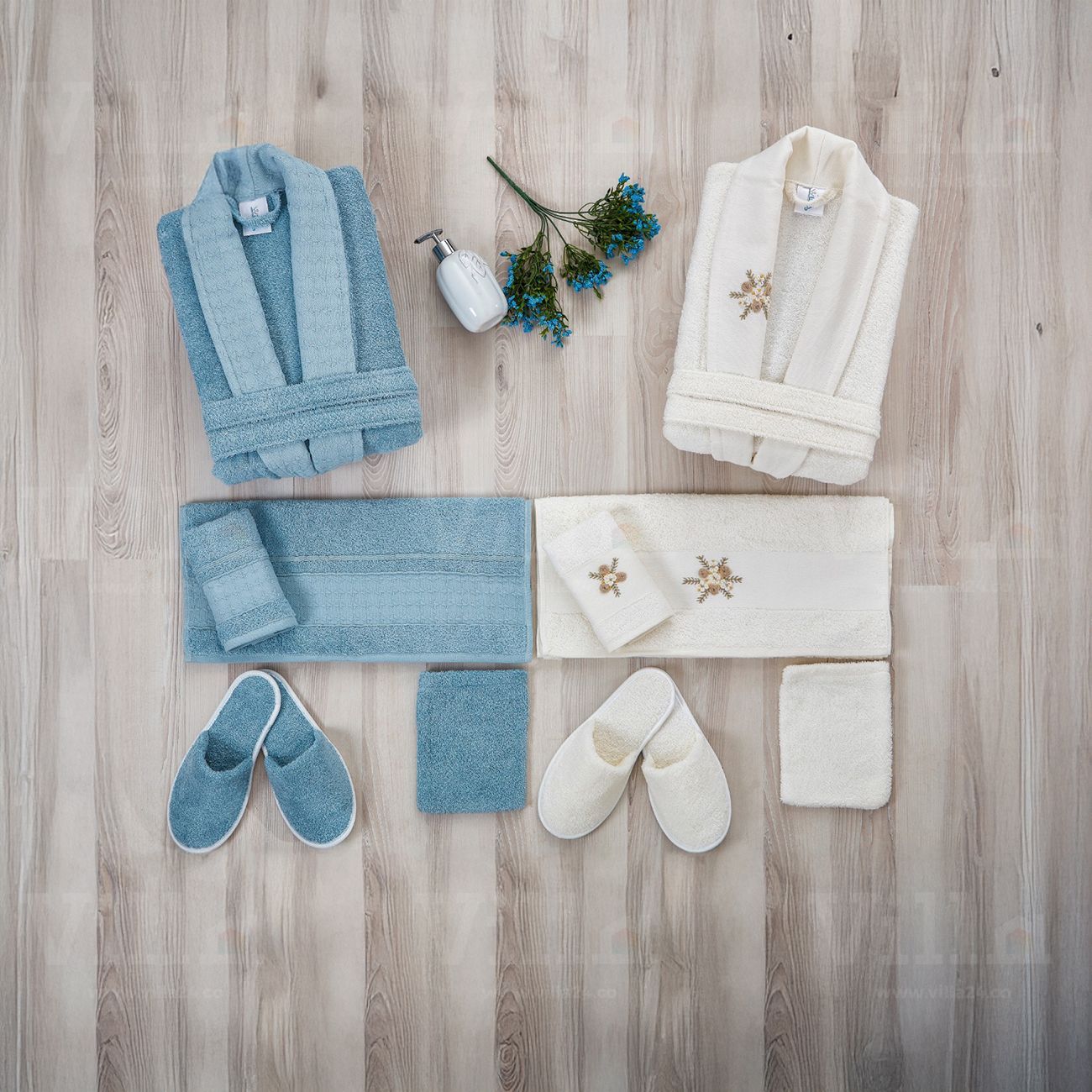 طقم ارواب 12 قطعة - اخضر وكريم