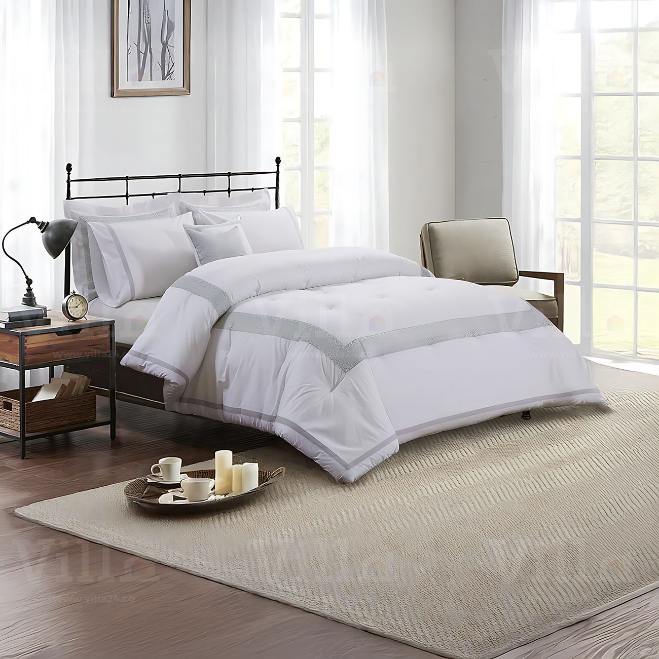 طقم لحاف كينج 8 قطع - Charm Grey