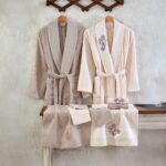 طقم ارواب 10 قطع قطن تركي - مشمشي وموكا