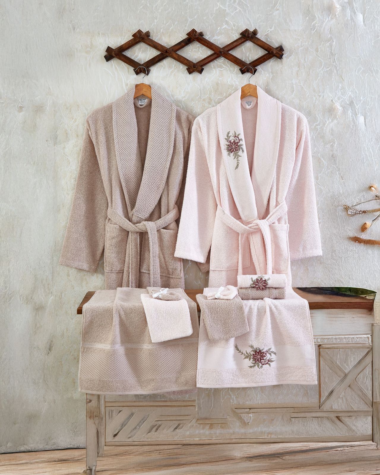 طقم ارواب 10 قطع قطن تركي - زهري وموكا