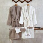 طقم ارواب 10 قطع قطن تركي - كريمي وموكا