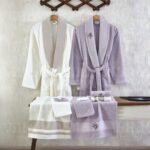 طقم ارواب 10 قطع قطن تركي - كريمي وموف