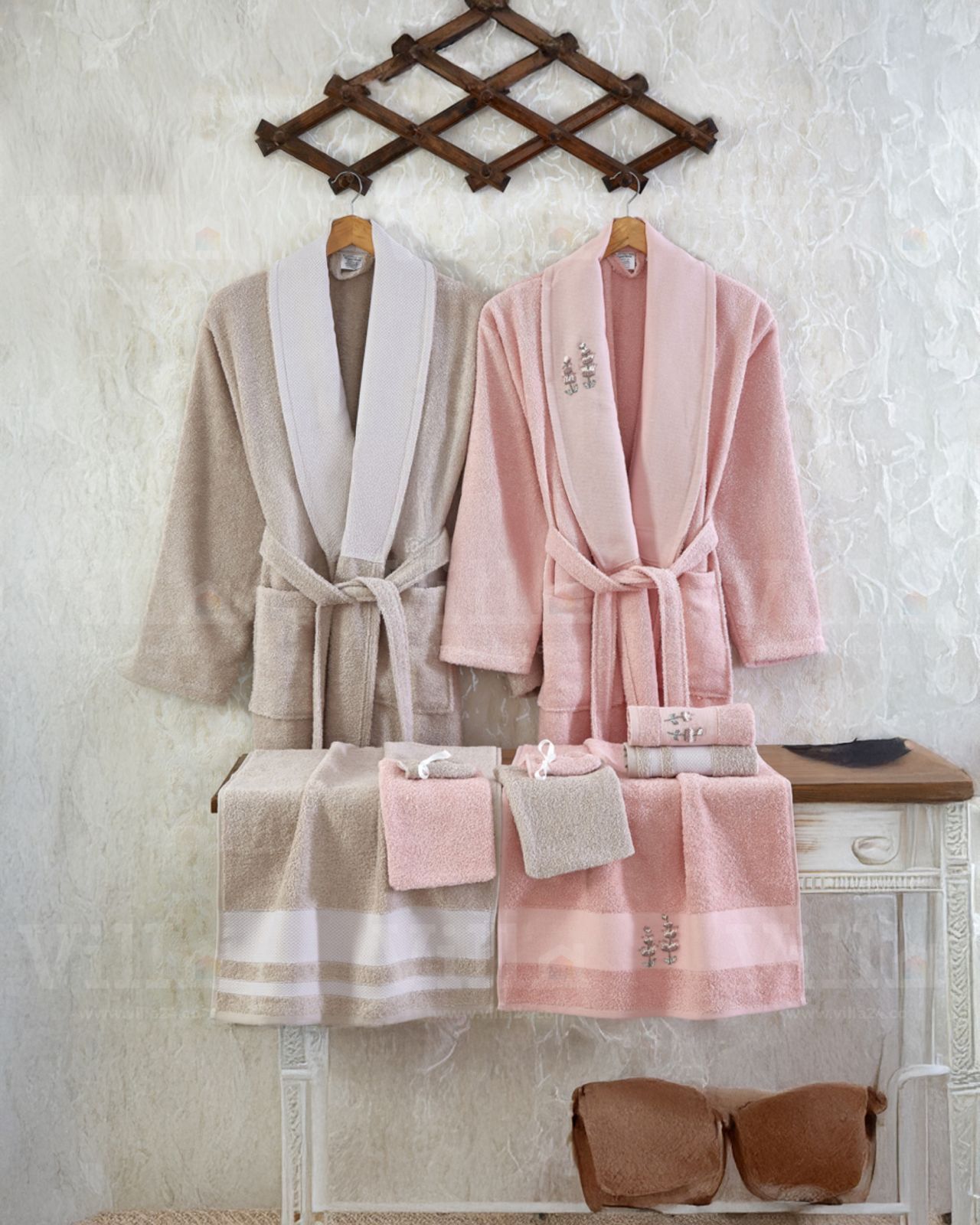 طقم ارواب 10 قطع قطن تركي - زهري وموكا فاتح