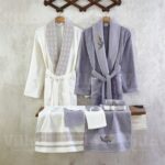 طقم ارواب 10 قطع قطن تركي - ليلك وكريمي