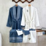 طقم ارواب 10 قطع قطن تركي - كريمي وازرق