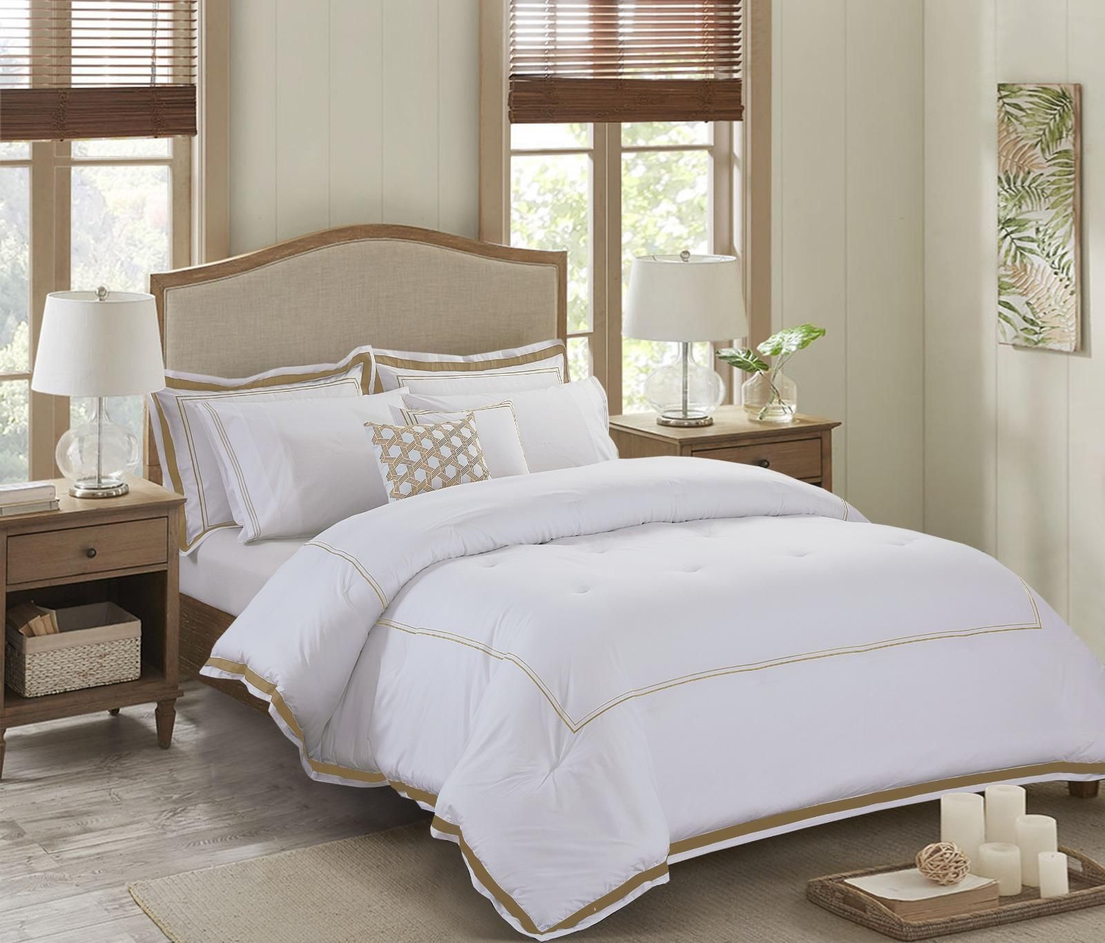 طقم لحاف 8 قطع كينج - OASIS ابيض و بيج